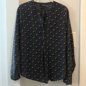 NWT The Limited Navy & Beige Pleat Front Blouse